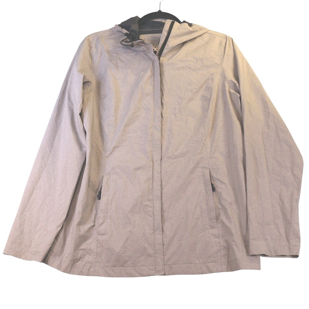 32 Degrees Cool Womens Medium Windbreaker Jacket Gray Hooded Full Zip Outdoor